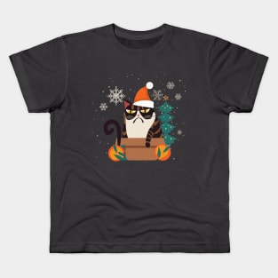 Grumpy Christmas Cat. Christmas Cat 2024 Kids T-Shirt